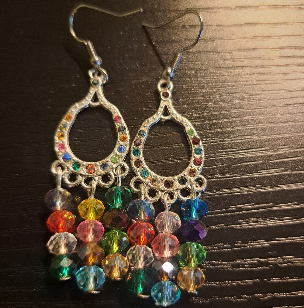 Colorful Swarvoski Austrian Rhinestone and Crystal Chandelier Earrings
